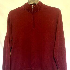 Cutter And Buck Mens Burgundy Quarter Zip Pullover Cotton Blend Sweater ~Size M